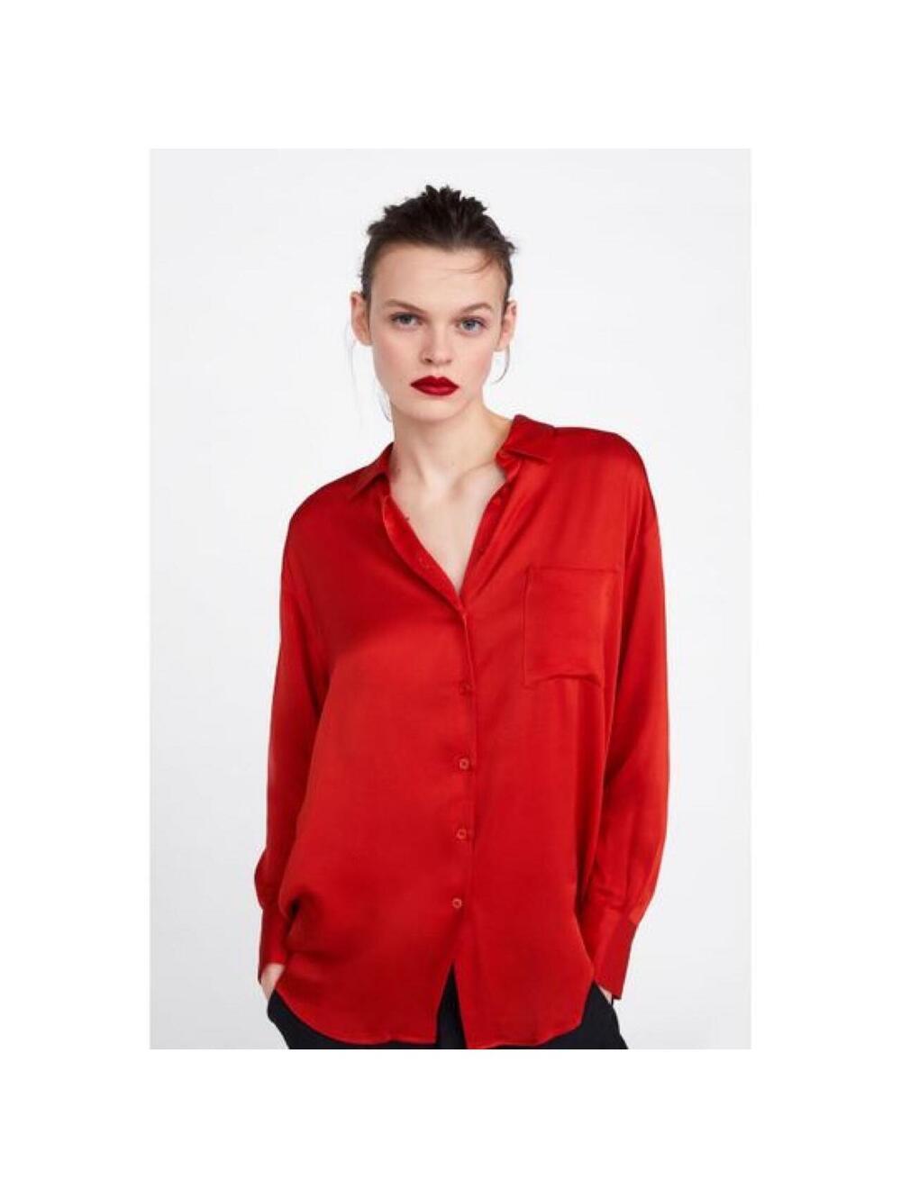 Zara red satin blouse in XL #satin #workwear